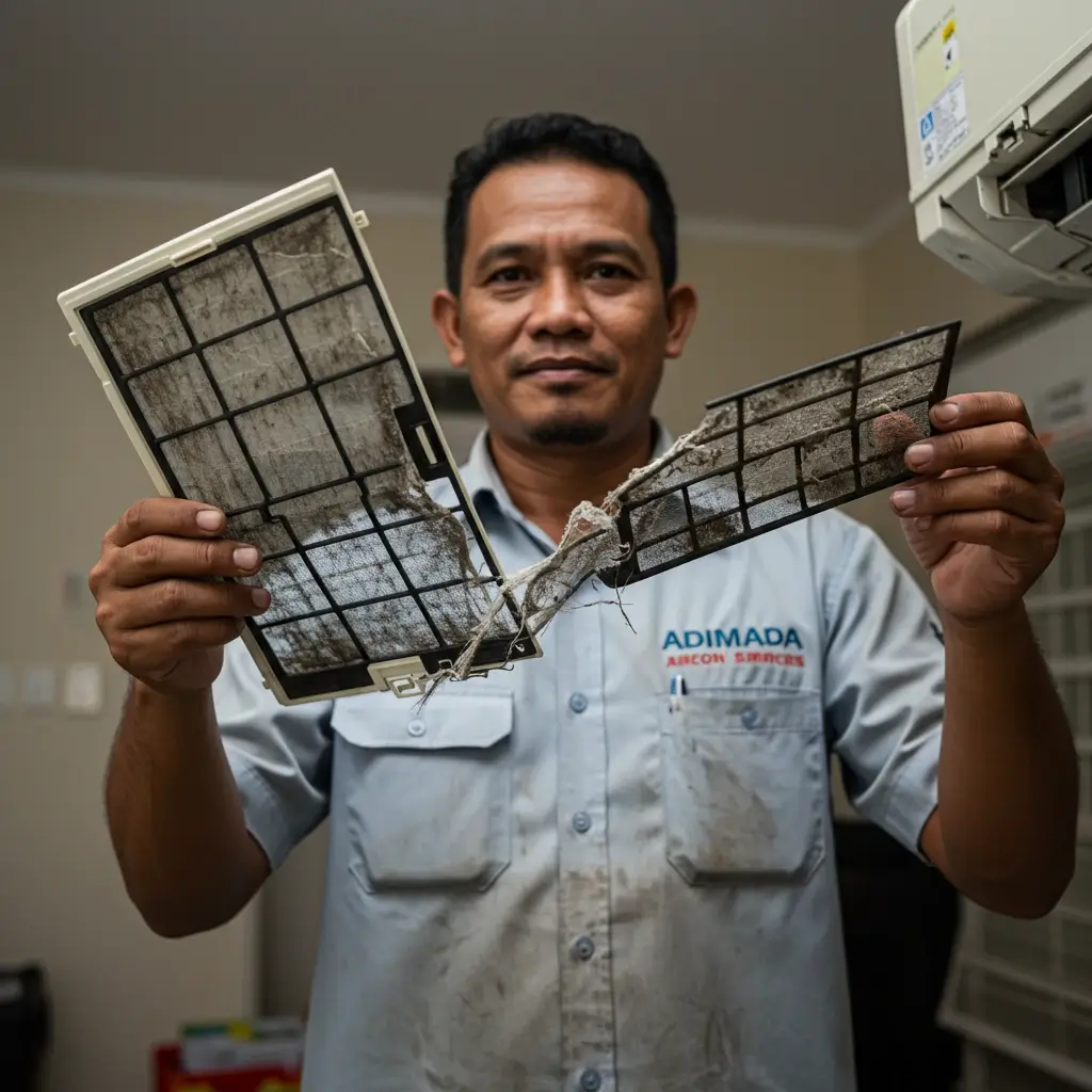 penapis udara kotor ganti baru