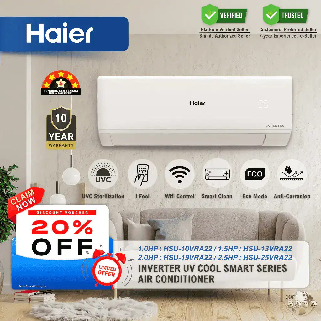 aircond inverter terbaik haier inverter r32