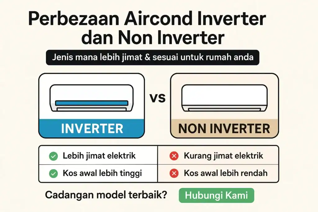 perbezaan aircond inverter dan non inverter
