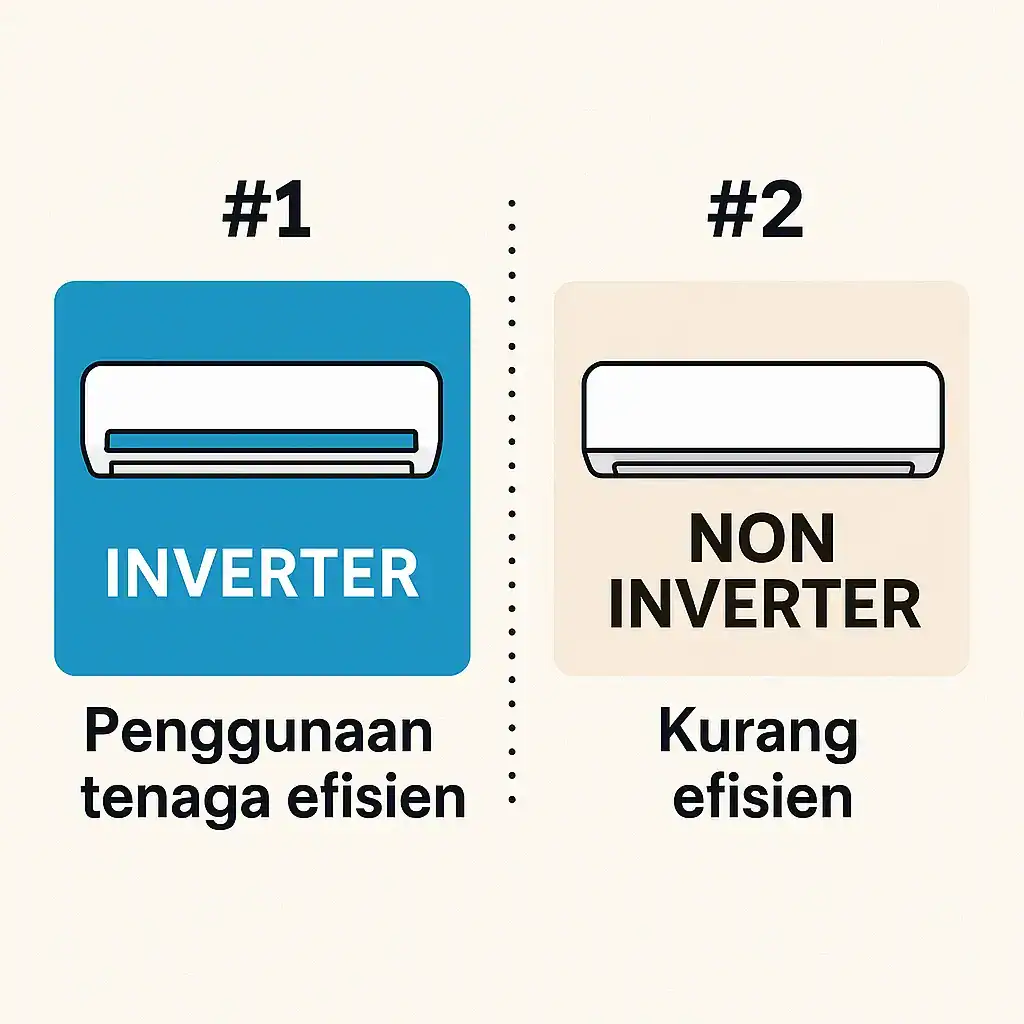 perbezaan aircond inverter dan non inverter mana lebih efisien