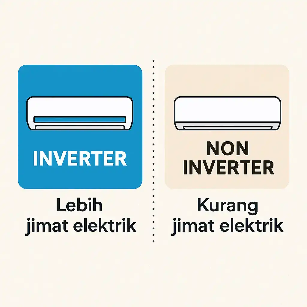 perbezaan aircond inverter dan non inverter mana lebih sesuai