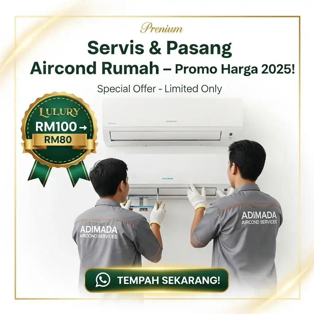 Juruteknik Adimada Aircond sedang servis aircond di rumah pelanggan