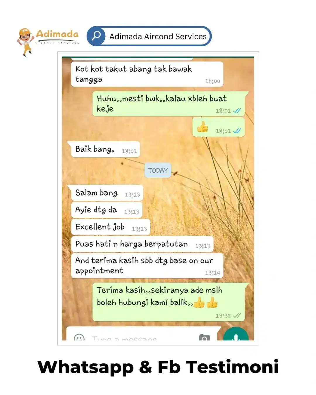 WhatsApp feedback pelanggan