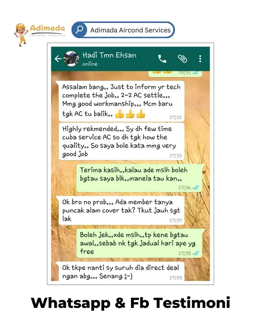 WhatsApp feedback pelanggan